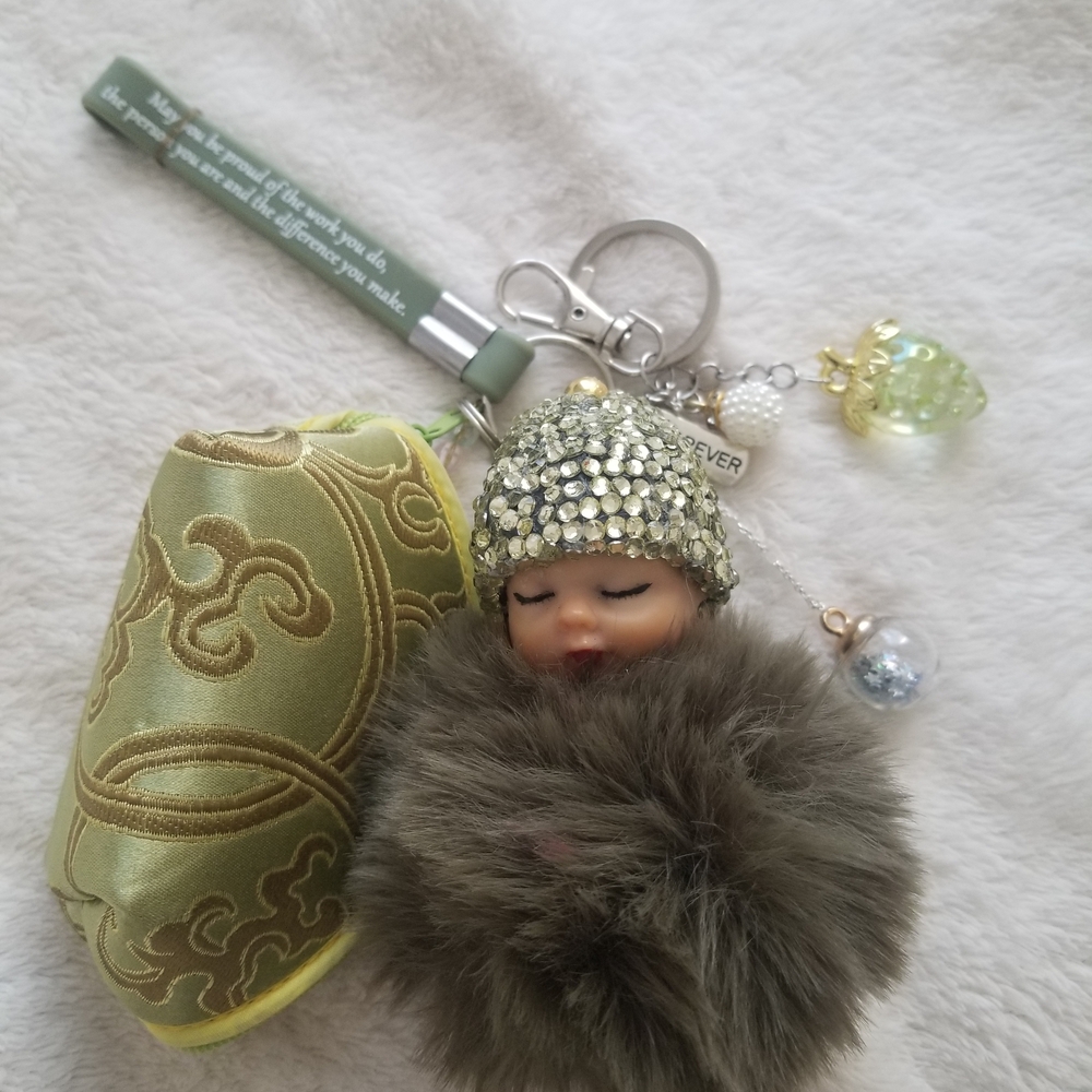 Green and Gray Baby Keychain